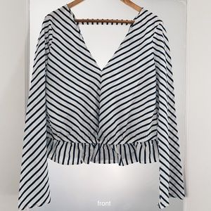NWT Express white top with blue stripes.